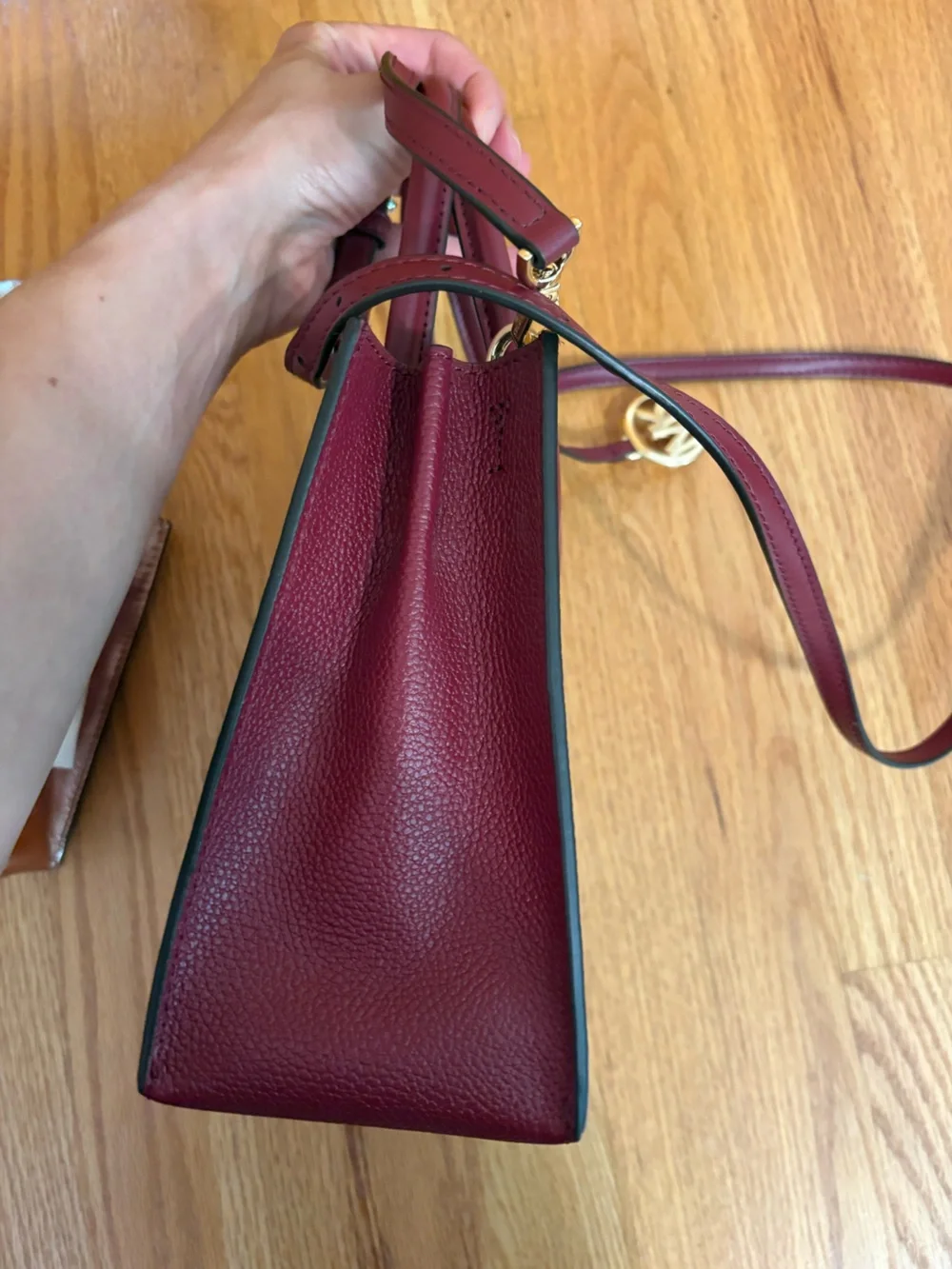 NWT Michael Kors XS Rose Gold Metallic & NWOT Burgundy Crossbody Set